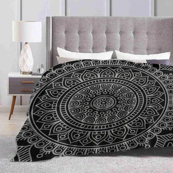 Cobertores Mandala Boho Preto Todos os Tamanhos Capa Mole Cobertor Decoração de Casa Cama Mandalas Boêmio Bohochic Geométrico Adorável Belo Padrão Zen