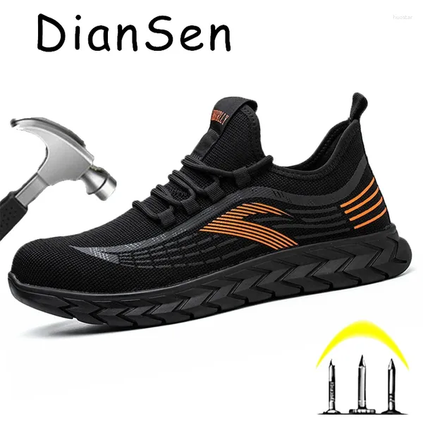 Botas DianSen Verão Luz Respirável Sneaker Indestrutível Sapatos de Segurança para Homens Anti-esmagamento Aço Toe Hombre Trabalho Sapatilhas
