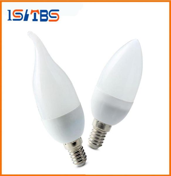 LED Kerze Glühbirne Lampe E14 E27 B22 2835 SMD Warm Cool White Led Strahler Kronleuchter LED Kunststoffschale für Heimdekoration2487590