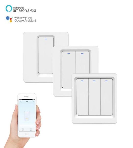 Tuya App Smart Wireless Remote Control Light Interruttore a parete Versione pulsante UE Funziona con Alexa Google Home1888725