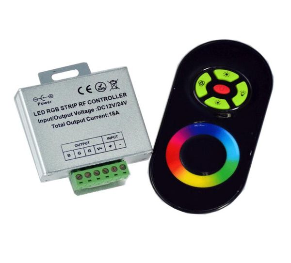 Светодиодный контроллер полоска RGB 18A DC12V 24V RF Беспроводной сенсорный пульт диммер диммер для светодиода 5050 2838 Красочный свет5581710