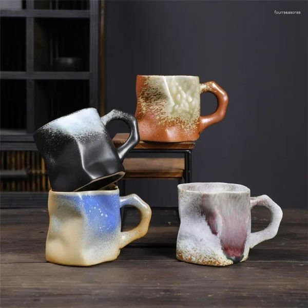 Tazze Tazza di forma irregolare in stile giapponese Elegante tazza di caffè al latte e tè cinese di qualità artigianale in ceramica