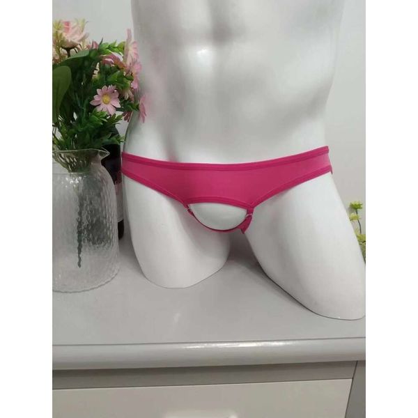 Tanga de lingerie divertida, calça triangular sem costura, roupa íntima masculina, virilha aberta no outono, sem necessidade de tirar, cintura baixa, fivela frontal 798956