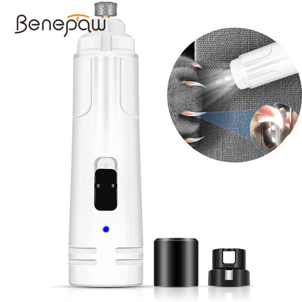 Clippers Benepaw LED-Licht-Haustier-Nagelschleifer für kleine, mittelgroße und große Hunde, elektrisch, geräuscharm, verstellbar, 2 Geschwindigkeiten, Hunde-Nagelschneider