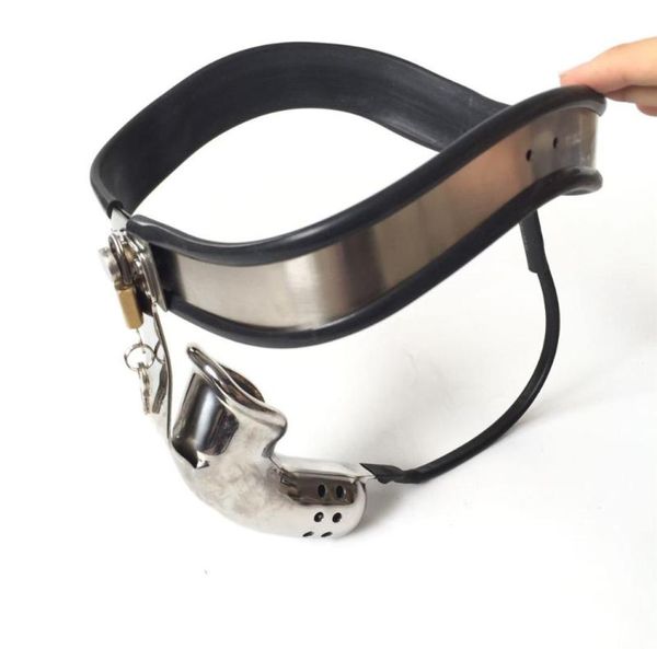 Bondage Maschio T Tipo Ergonomia Cintura regolabile in acciaio inossidabile con cintura ventilata Gabbia per pene BDSM Giocattolo del sesso9089736