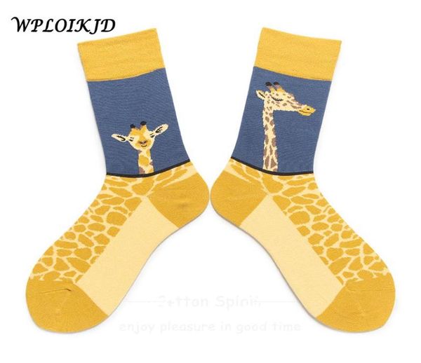 WPLOIKJDCollege-Stil Cartoon Baumwolle Giraffe Tierdruck Jacquard Paare Socken Persönlichkeit Trend Niedlich Lustig Unisex Socken7575196