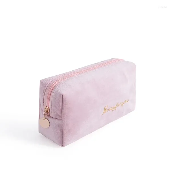 Borse per cosmetici Borsa per organizer in velluto per ragazze Confezione da toilette morbida vintage Borsa da viaggio per trucco per rossetto Beauty Case