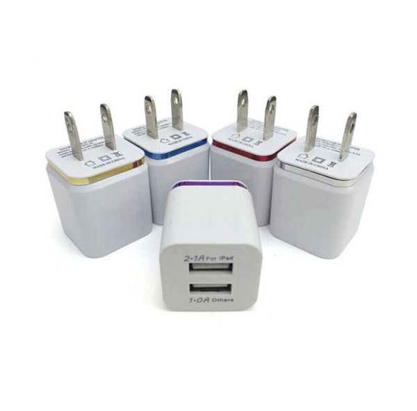 Adaptador ac duplo usb 5v 21a10a, carregador de parede para viagem em casa com portas duplas ue eua plug 5 cores carregadores de telefone celular 9613760