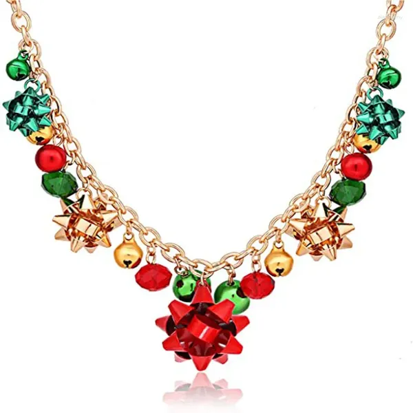 Collane con ciondolo Collana natalizia Natale Jingle Bell Presente Orecchini con fiocco Bracciale Regali per donne e ragazze