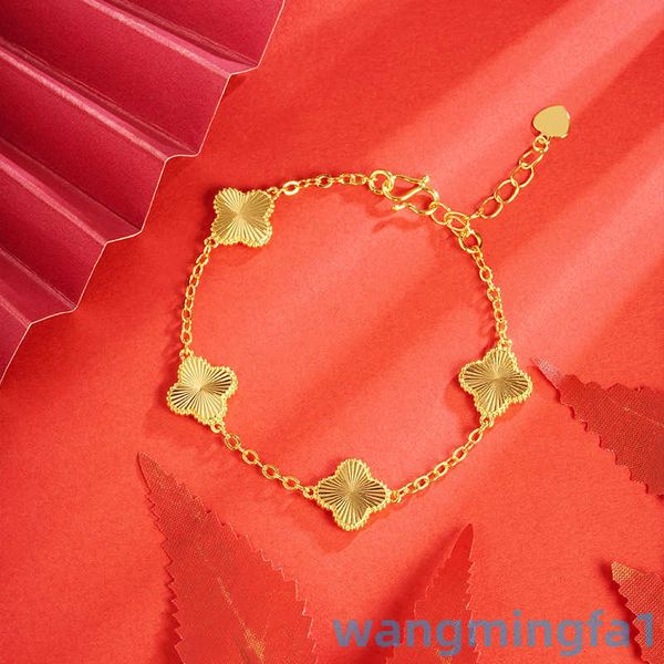 2024 Schmuck-Designermarke Vanl Cleefl Arpelssha Jin Wu Hua Vierblättriges Gras-Armband für Damen, vielseitig, langlebig, farbloses Ende