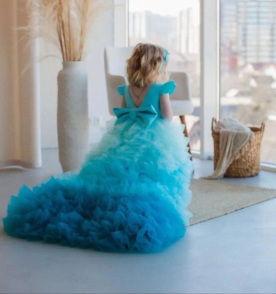 Mädchen Kleider Blume Tüll Rüschen Niedlich Kleinkind Bogen Kind Hochzeit Geburtstag Tutu Robe Baby Heilige Erstkommunion Kleider