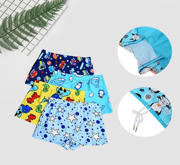 Criança crianças meninos dos desenhos animados impressão estiramento praia maiô calças shorts novo swimwearkids menino troncos de natação 9443872