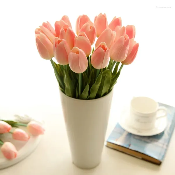 Fiori decorativi 10 pezzi tulipani artificiali finti PU artificiali para decora vero tocco mini tulipano per la decorazione domestica di nozze fiore