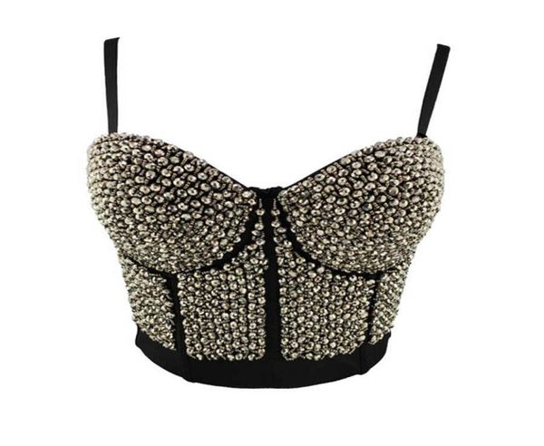 Perle acriliche Shine Nightclub Party Tube Top con reggiseno incorporato Push Up Braralette Crop Top Women Camis Tops Sexy Female Clothing X074497761