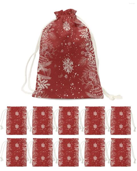 Noel dekorasyonları kar tanesi bitki çamı şeker çantası bırakıyor Noel Baba Hediye Drawstring Xmas ev sahipleri