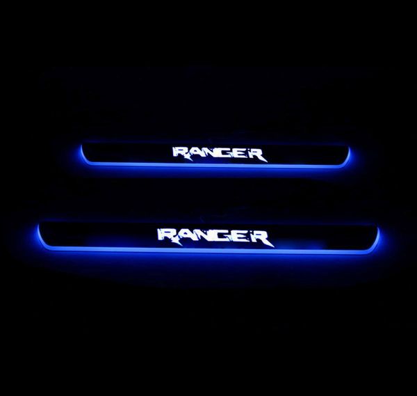 Moving LED Benvenuto Pedale Auto Piatto dello Scuff Pedale Davanzale del Portello Luce di Via Per Ford Ranger 2015 20204642531