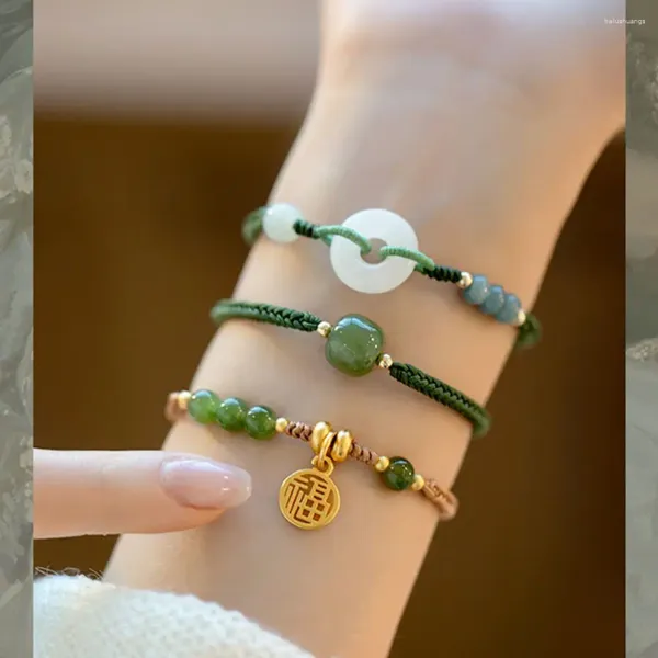 Charme Pulseiras Moda Feminina Simples Jóias Presente Mão Corda Amigo Bangle Mulheres Imitação Jade Estilo Coreano