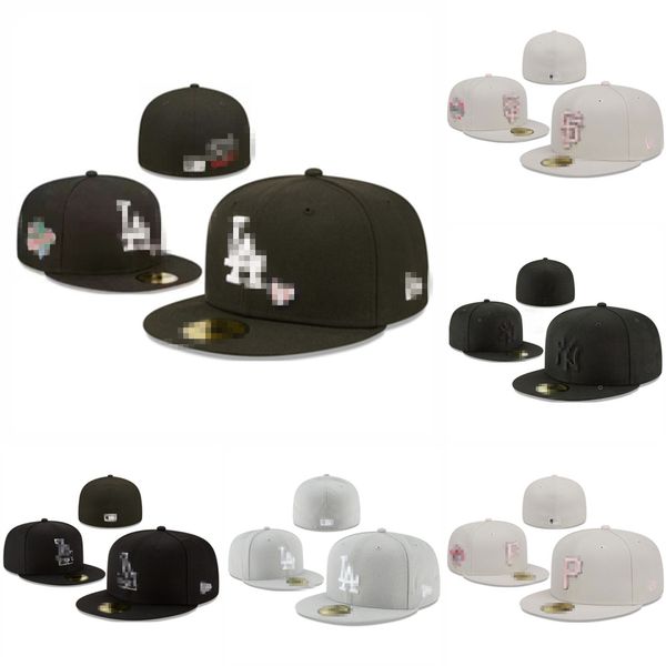 Chapéus unissex prontos para beisebol masculino, chapéus clássicos hip hop Boston Sport totalmente equipados Bill Casquette Heart Hustle Flowers New Era Cap tamanho 7-8