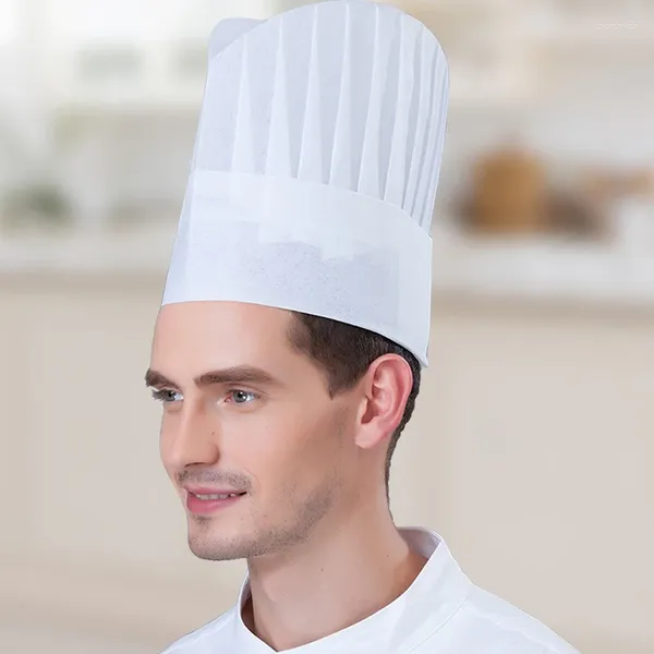 Berets Descartáveis Cozinhar Alta Cap Branco Cores Pretas para Restaurante Pão Cantina Padaria Cozinha Desgaste para Trabalhar Chapéu de Chef Homens