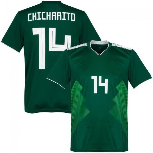 CHICHARITO 14 2018 Weltmeisterschaft Mexiko Home Fußballtrikots für Erwachsene 2018 Thailand Hochwertiges Fußballtrikot Blank Jersey Neues, schnell trocknendes T-Shirt-Oberteil für Herren