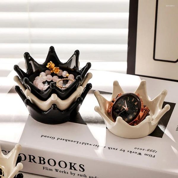 Sacchetti per gioielli Porta anelli in ceramica tipo corona Scatola portaoggetti durevole