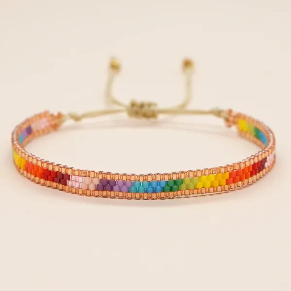 Braccialetti a maglie YASTYT Bracciale con corde intrecciate per ragazze, alla moda, fatto a mano, con corda regolabile, perline arcobaleno