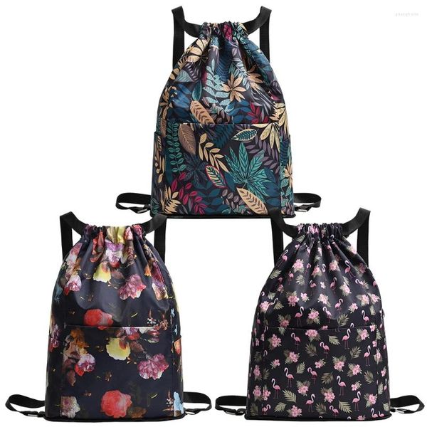 Schultaschen Damen Klapprucksack Multifunktions-Einkaufsrucksack mit Kordelzug Große Kapazität Leicht Vielseitig Outdoor-Wandersporttasche