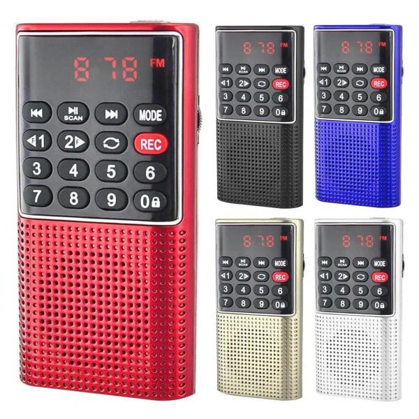 Radio L328 Mini radio ABS portatile 87.5108 MHz Radio FM ricaricabile USB/scheda MicroSD Altoparlante portatile Lettore MP3 Ricevitore radio