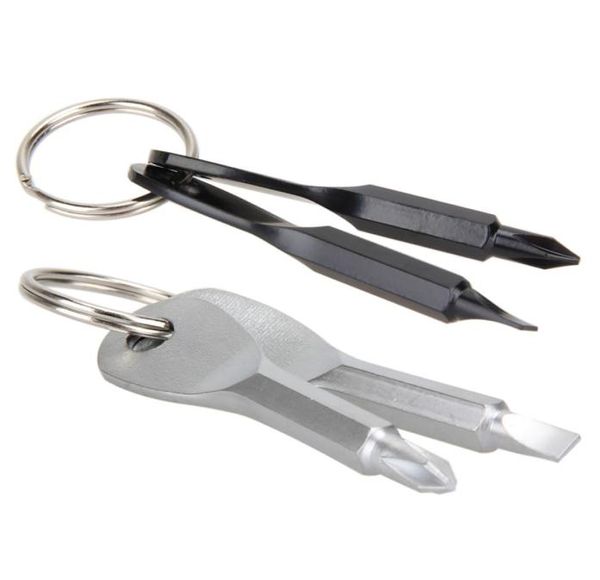 2 pçs de aço inoxidável multi ferramentas chaveiro conjunto chave de fenda edc bolso conjunto de ferramentas ao ar livre multitool chaveiro tira preto6494744