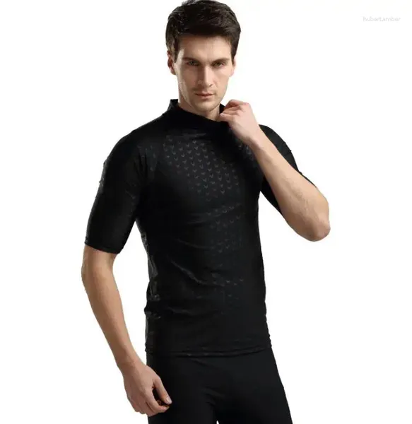 Damenbadebekleidung Sbart 1PC Black Rash Guards Männer Badeanzüge T-Shirts Kurzarm Surfen Segeln Windsurf Tops Badeanzüge 2024 DCO