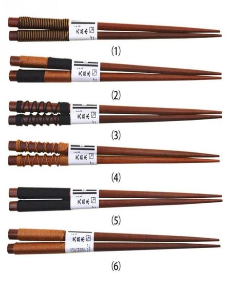 Pauzinhos de madeira antiderrapante estilo japonês natural artesanal redondo talheres chineses 6 estilos corda envoltório pauzinhos 4548461