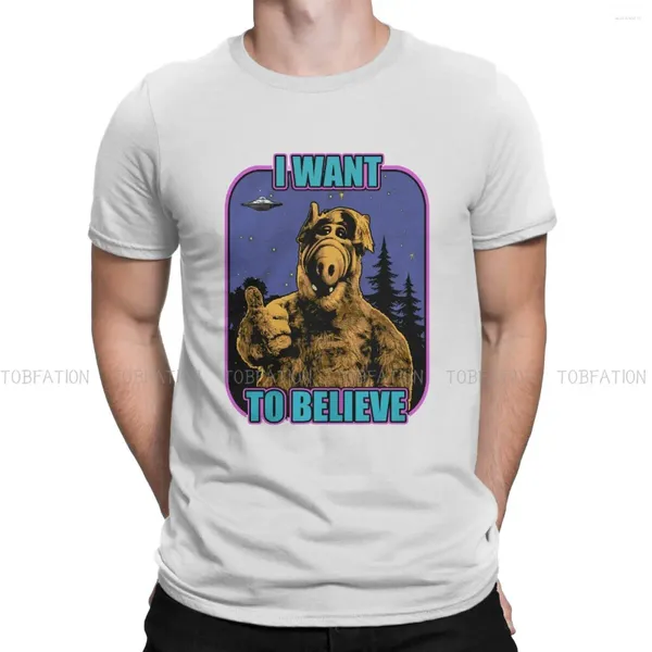 Мужские футболки ALF The Animated Series футболка для мужчин «Я хочу верить», базовые толстовки для отдыха, рубашка, дизайн высокого качества