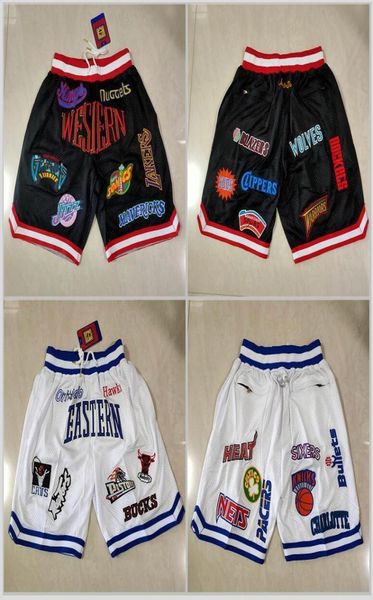 Men039s Team Basketball Short Just High Quality USA Eastern Black White Color Sport genähte Shorts Hip Pop Pants mit Tasche Z4704168