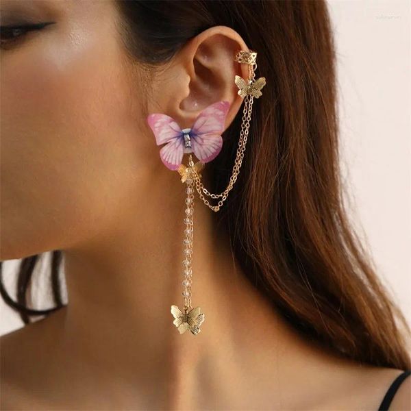 Ohrstecker 1 Stück Koreanische Mode Quaste Schmetterling Gold Farbe Piercing Ohrclips Für Frauen Insekt Schmuck Geschenk Pendientes De Clip