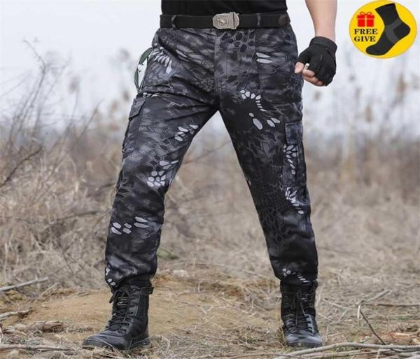 Calça cargo tática masculina, militar, preta, python, camuflada, combate, exército, trabalho, caça, corrida, homens, pantalon homme 224937112