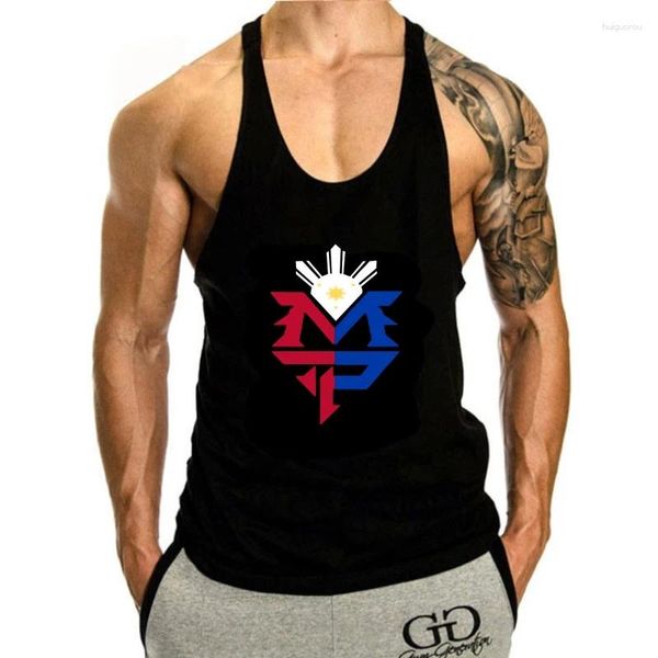 Herren Tank Tops Baumwolle O-Ausschnitt Individuell bedrucktes Herren Top Manny Pacquiao Flagge Damen