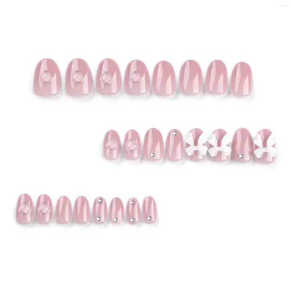 Unhas Falsas Rosa Amêndoa Press-on Nail Nude Manicure Art Artificial Para Mulheres E Meninas Decoração