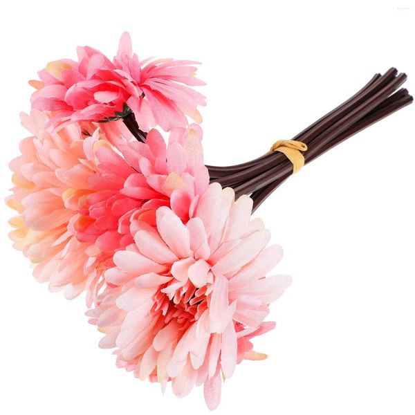 Flores decorativas 7 pcs plantas de interior artificial flor gerbera estilo europeu falso decoração de casamento margarida africana rosa noiva