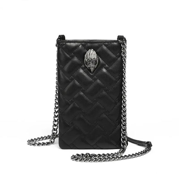 2024 Kurt Geiger Mobile Kadın Çanta Diamond Grid Zinciri Omuz Moda Metal Kartal Kafa Mini Crossbody Telefon 240228