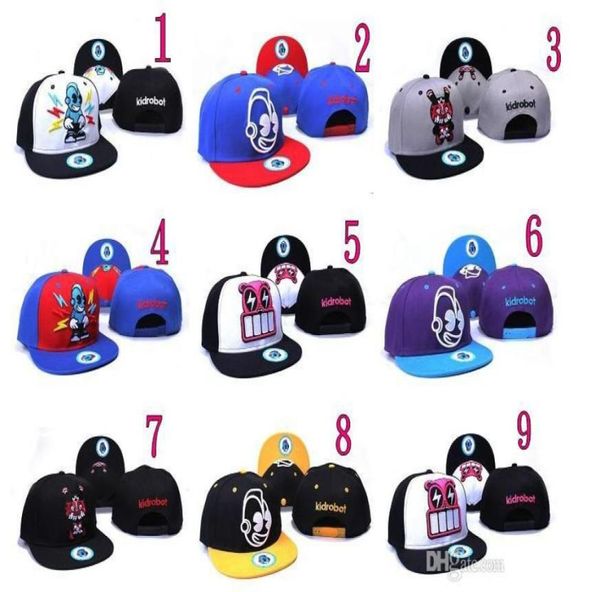 01Tutto 10 pzlotto Moda Hip Hop Cappello Booger Bambini Kidrobot Coke Ragazzi Cappelli di Snapback Caps Fuckdown Swagg Cap6405839