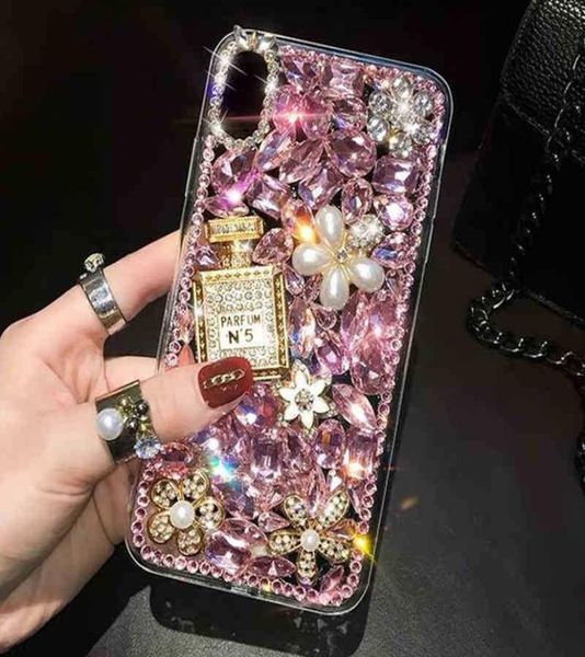 Tam Elmas Parfüm Şişesi Mobil İPhone Kılıf Telefon için Uygun 12 11 Pro Max Glitter Case DFD2939582