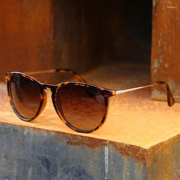 Óculos de sol 2024 vintage feminino polarizado marca de moda condução óculos de sol para homens ao ar livre redondo gradiente lente óculos