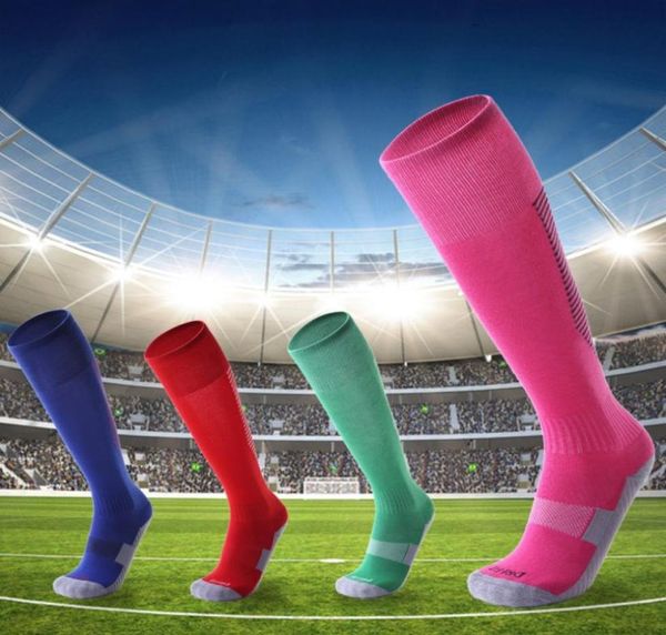 Взрослые детские профессиональные спортивные футбольные носки Цветная полоса длинные чулки колена высокий футбольный волейбол в воздухопроницаемые эластичные носки1354122
