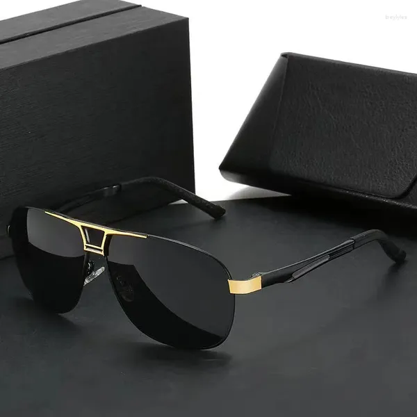 Óculos de sol masculino polarizado pochromism metal quadro óculos de sol ao ar livre visão noturna condução moda óculos uv400