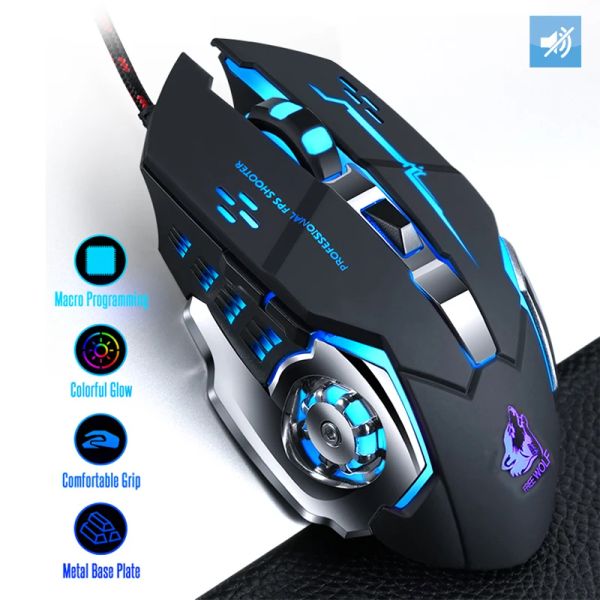 Mäuse USB Wired Gaming Mouse 20004000 DPI LED Optical USB Computer Wireless Mouse Gaming Wired Mouse Silent Mouse Für PC Laptop