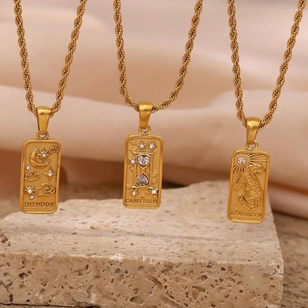 Anhänger Halsketten Edelstahl Tarot Sternzeichen Halskette Horoskop Wasserdicht Liebhaber Die Sonne Sterne Twist Seil Kette Schmuck Für Frauen Männer