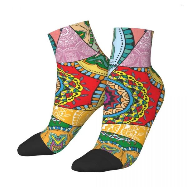 Herrensocken aus Polyester mit niedrigem Schlauch, Vintage-Stil, arabisch-türkischer Mosaikdruck, atmungsaktiv, lässig, kurze Socke
