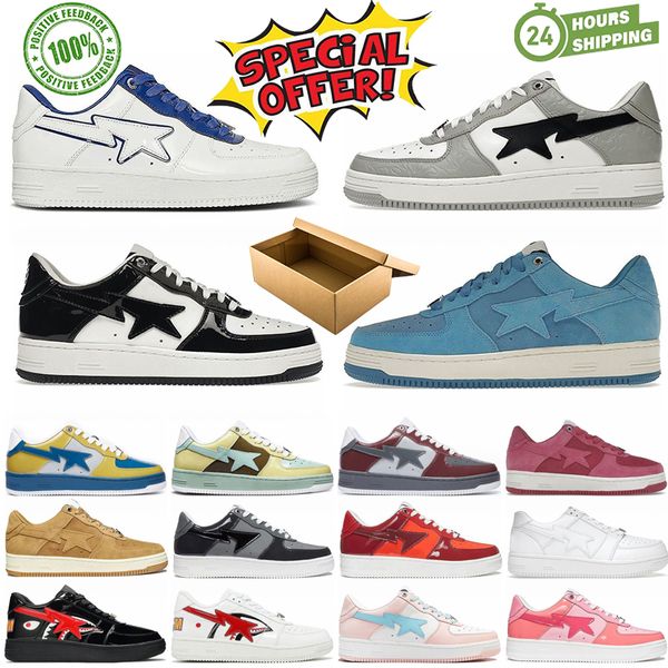 2024 Designer Sta Freizeitschuhe Low Top Männer und Frauen Grün Grau Camouflage Skateboarding Sport Bapely Sneakers Outdoor Schuhe Wasserdichtes Leder Größe 36-45