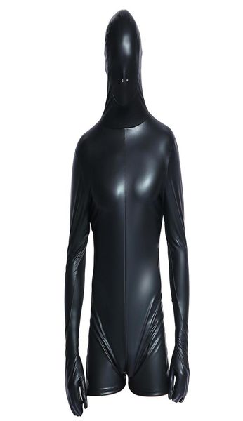 Masculino sexy corpo inteiro látex bodysuit apertado preto cosplay catsuit onepiece roupas de couro do plutônio para noite clube dança wear meia-calça9942352