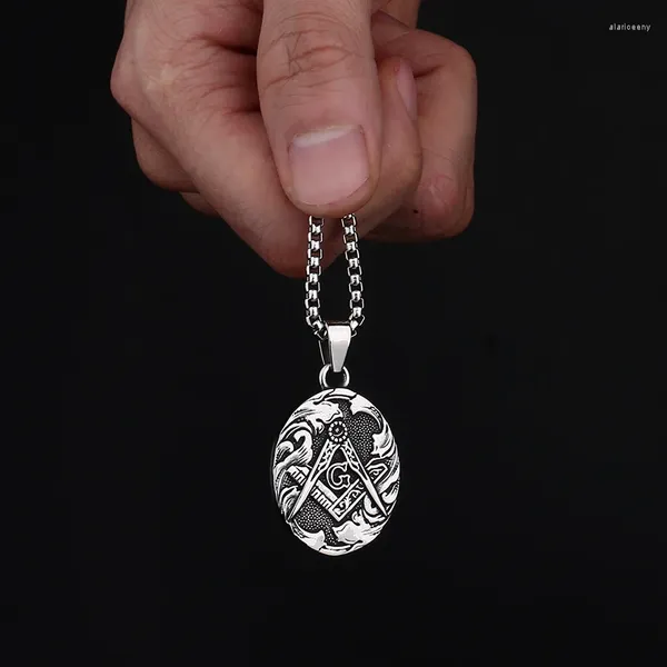 Anhänger Halsketten Freimaurer Freimaurer Edelstahl Männer Anhänger Kette Einfache Punk Für Freund Männlich Schmuck Kreativität Geschenk Großhandel